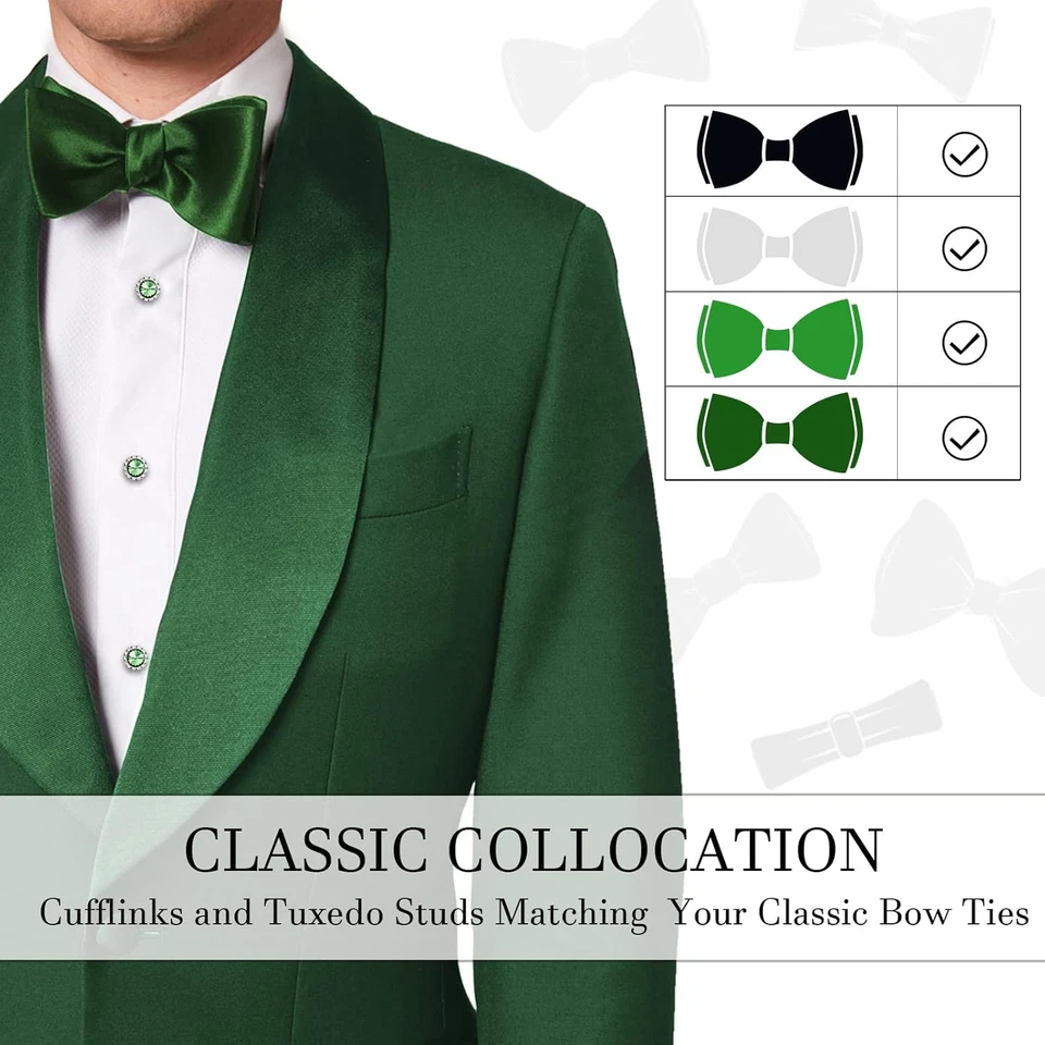 Gemelos de Cristal y Esmoquin Tachuelas para Hombre, Gemelos Trajes para Camisa Formal Dr Foto 2 de 4
