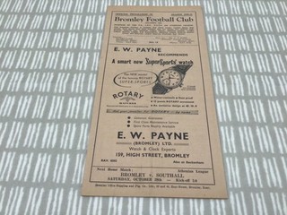 Bromley v Walton & Hersham 1950/51 Athenian League 21st October 1950