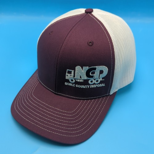 Noble County Disposal hat red white adjustable snapback cap