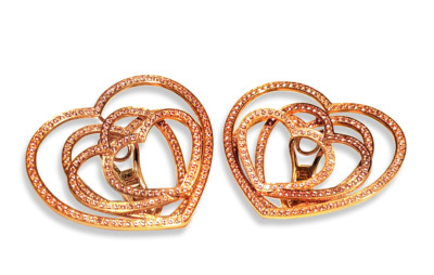 Chopard Cuorissimo Earclips Earrings & 18K Rose Gold and Pink Sapphires, 846881