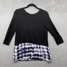 Cynthia Rowley Womens Blouse Colorblock Long Sleeve Scoop Neck Zip Size XS