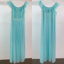 Vanity Fair Micro Pleated Nylon Nightgown in Baby Blue, Size 34