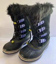 VGC Sorel Joan Arctic NY1858-012 Big Kids Youth 5 Waterproof. Black Purple