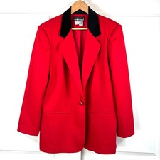 Sag Harbor Wool Blazer Velvet Collar Women s Jacket Sz 14 Red Needs Dry Cleaning