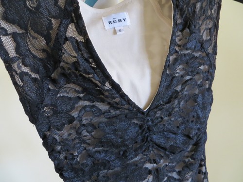 Ruby Size Small Black Nude Floral Lace Cocktail Party Formal Knee Length Dress - Picture 2 of 8