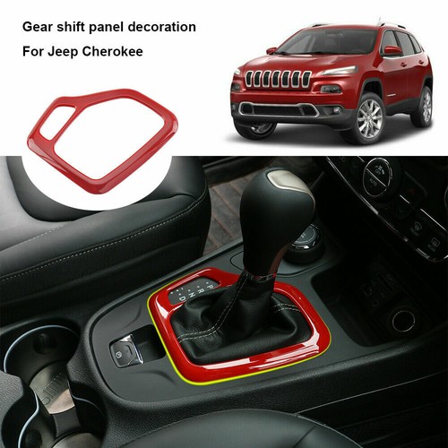Caja de cambio de marchas roja panel marco cubierta accesorios para Jeep Cherokee 2014-18 - Imagen 2 de 7