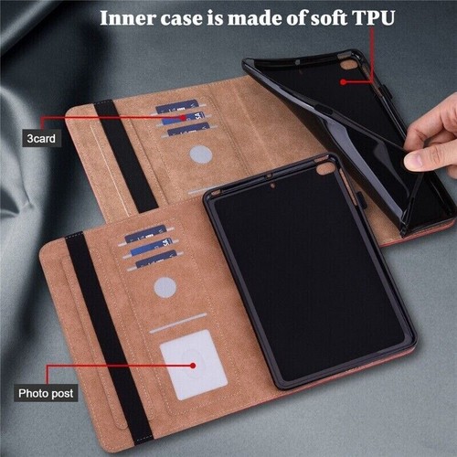 Leder Flip Case Hülle für Samsung Galaxy Tab A A7 A8 A9 S2 S6 S7 S8 S9 S10 - Bild 61 von 75