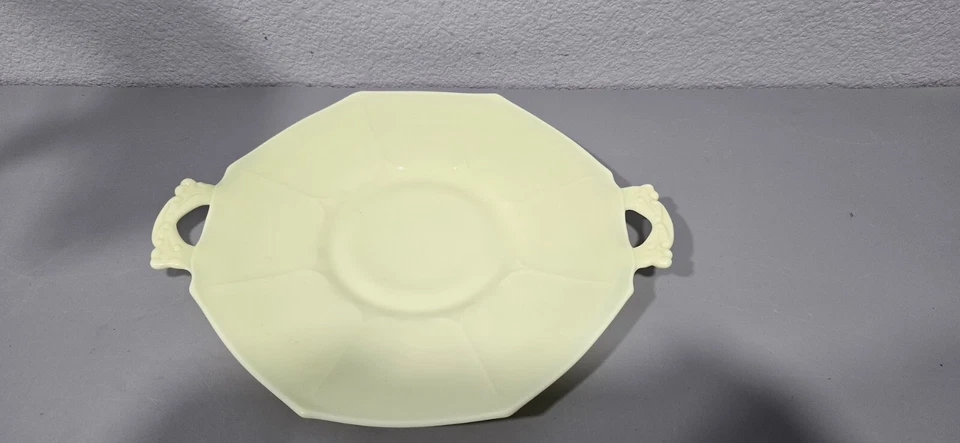 12.5 英寸复古芬顿处理铀凡士林玻璃蛋糕盘支架发光罕见! — 第 4/4 张图片