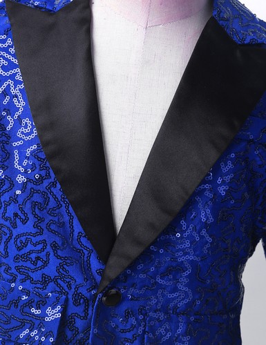 Kids Boys Sequins Lapel Slim Tuxedo Gentleman Jackets Wedding Party Jacket Coat - Picture 21 of 35