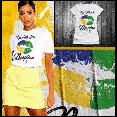 Brazilian Lips T-Shirt Afro Brazilian Brazil Flag Colors Afro Latina Carnival