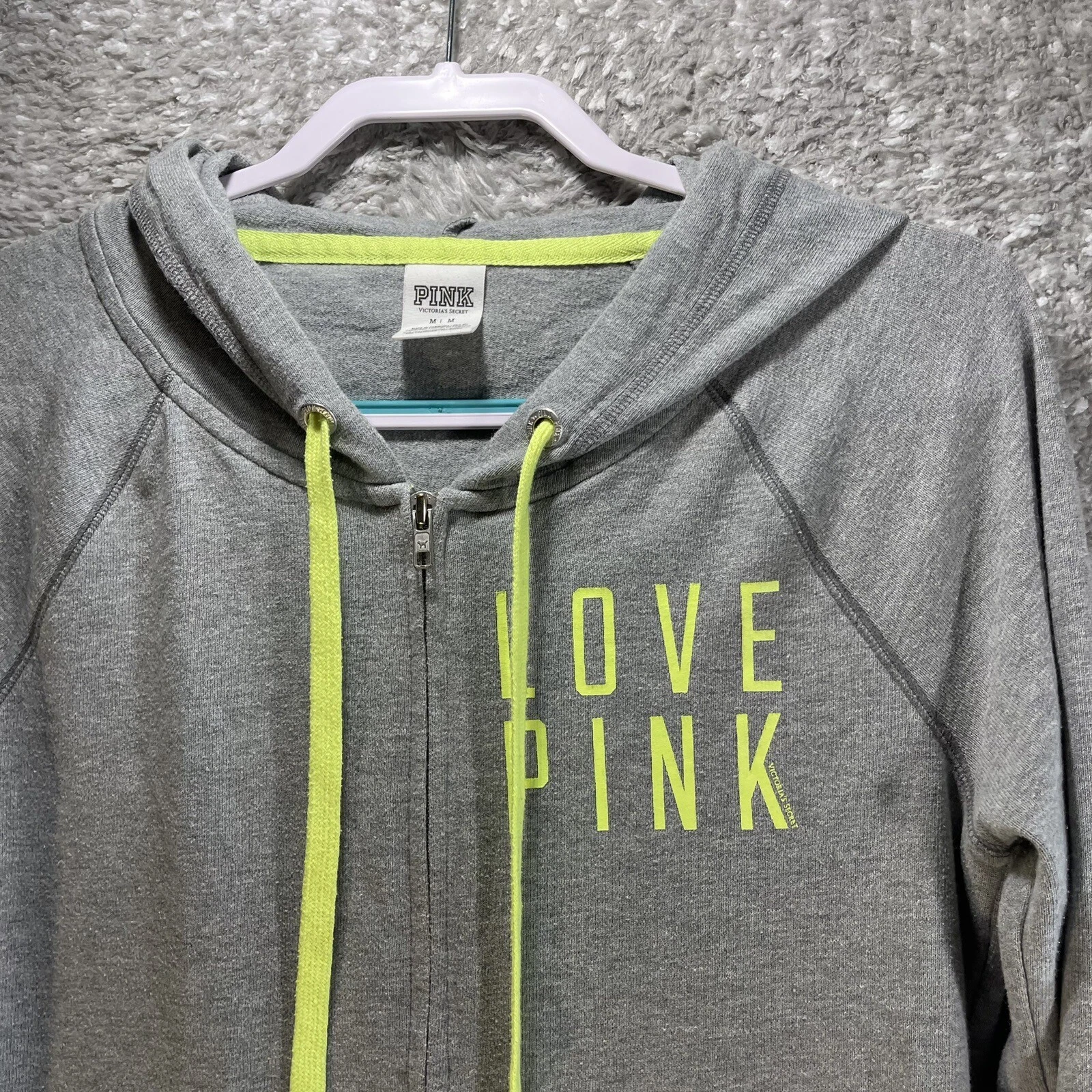 UNDERCOVER Felpa con cappuccio ROSA Victoria Secret donna grigio medio cerniera intera maglione amore rosa