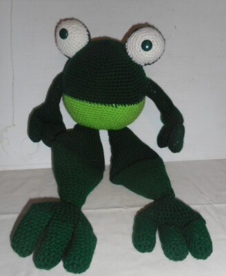 Handmade Crocheted Green Big Eye Frog Plush Stuffed Animal 23'' High x 12'' Wide