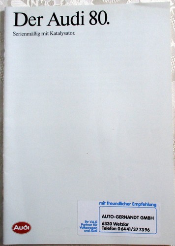 Auto Prospekt Katalog AUDI 80 Katalysator 1989