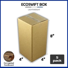 5 4x4x8 "EcoSwift" Brand Cardboard Box Packing Mailing Shipping Corrugated