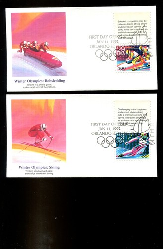 US FDC # 2611-2615 29c Winter Olympics, 1992 5 FDC's Fleetwood 1992, 9p5230 - Picture 2 of 2