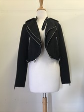 Philosophy Republic Clothing Black Moto Open Front Multi Zipper Jacket Sz 2 Or 6