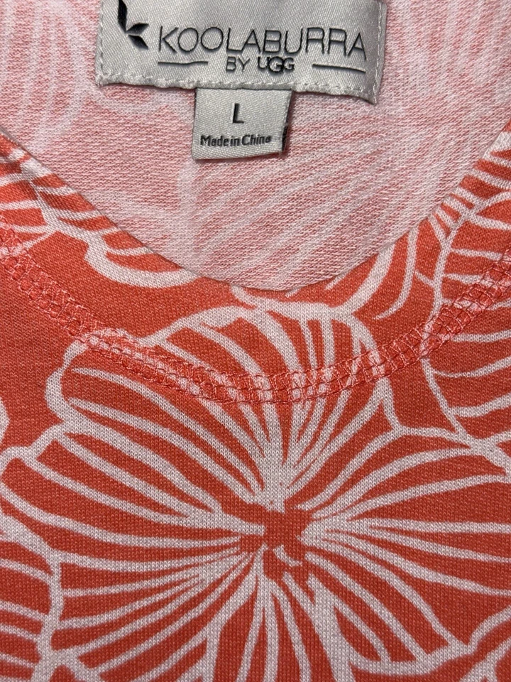 Sudadera con Capucha Koolaburra By Ugg French Terry Lounge Talla L Coral Floral Bolsillo Canguro Foto 3 de 4