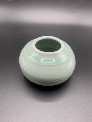Vintage Studio Pottery Glazed Celadon Bud Vase Signed 4 1/2 x 2 1/3 