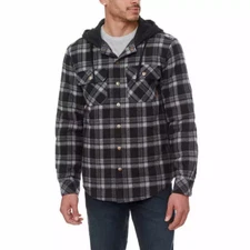 Legendary Outfitters Men’s Quilted Flannel Shirt Jacket Hooded Plaid Midweight