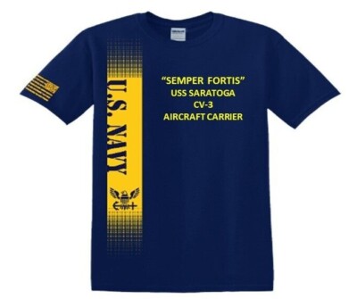 USS SARATOGA  CV-3*CARRIER*VINYL & SILK SCREEN* NAVY LICENSED SHIRT