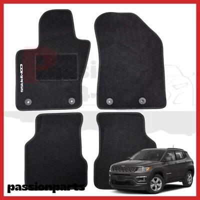 LABORATORIO PASSION PARTS TAPPETI JEEP COMPASS DAL 2017 IN MOQUETTE CON RICAMO E 4 FISSAGGI SET 4 PEZZI