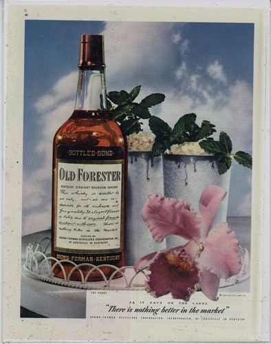1947 Brown Forman Distillers Ad: Old Forester Kentucky Straight Bourbon Whiskey