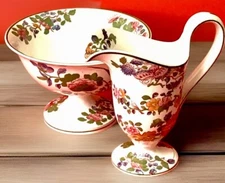 Vintage  Wedgwood Etruria Floral Cream & Sugar Set 1920's Hand Decorated