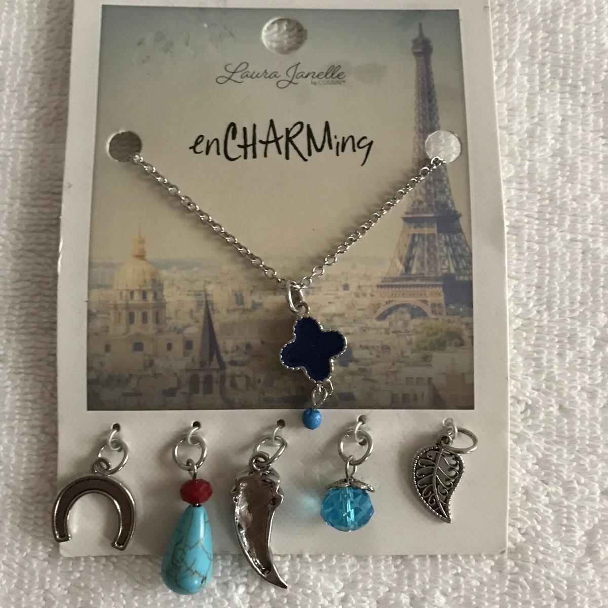 Laura Janelle by Cousin Necklace and 5 pc. Charms Turquoise Colors