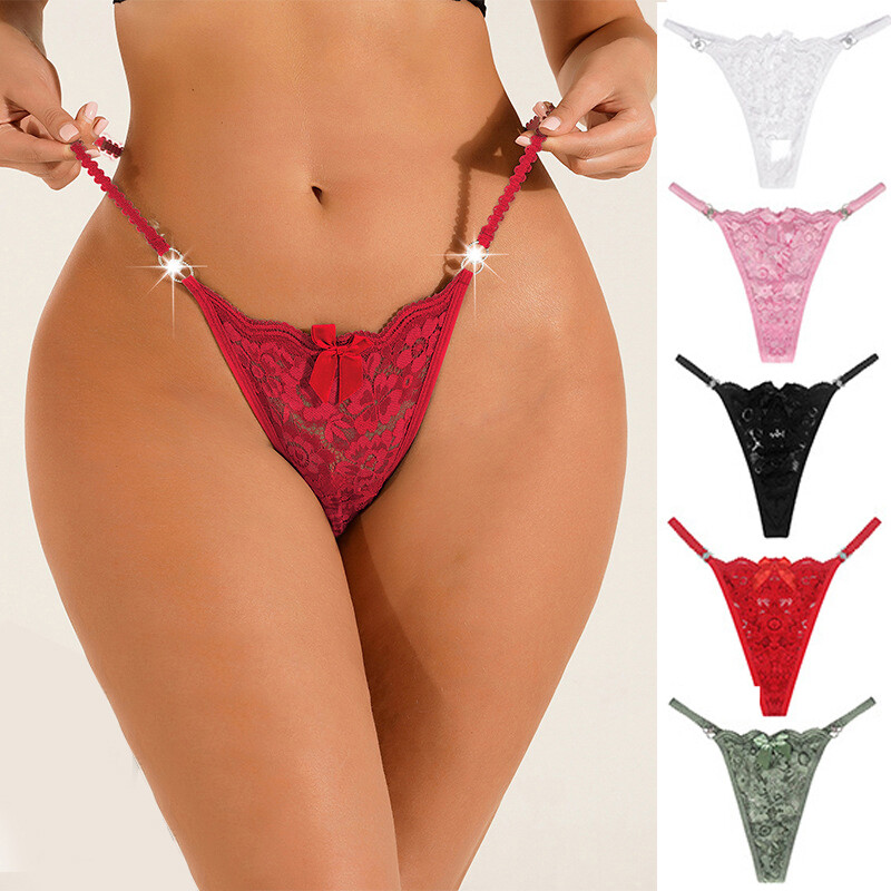 Women Floral Lace Panties Briefs Lingerie Embroidery Thongs G-String Underwear ◁