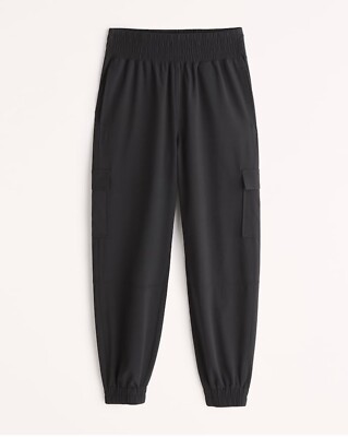 Abercrombie YPB Womens Black  Motion Tek Cargo Jogger Pants XXS