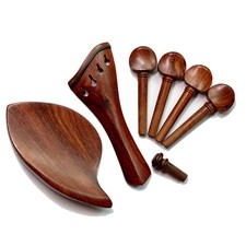 4/4 Violin Rose Wood Fitting Harp Style Tailpiece Chinrest Pegs Small Defect 