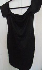 Boohoo Night Off Shoulder Midi Dress w/ Peek a boo bust Black Size 14