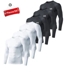 6 Pack/Set Compression Shirts for Men Long Sleeve Athletic Base Layer Undershirt