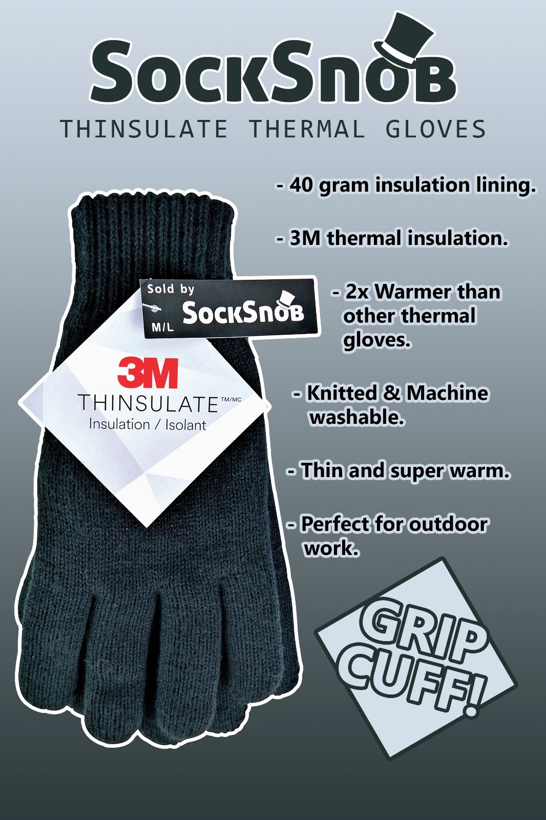 Heat Keeper Thinsulate/Fleece Black heren thermo handschoenen