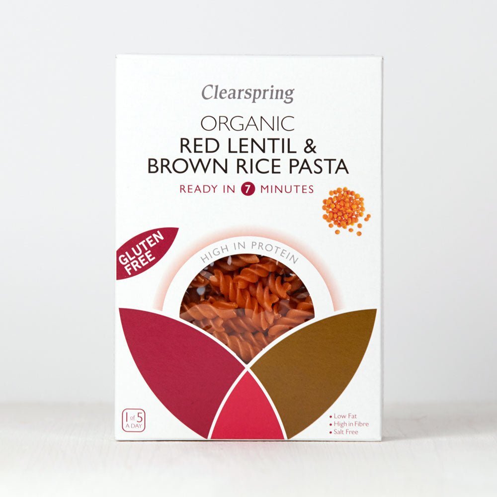 Clearspring Organic Gluten Free Red Lentil & Brown Rice Pasta 250g