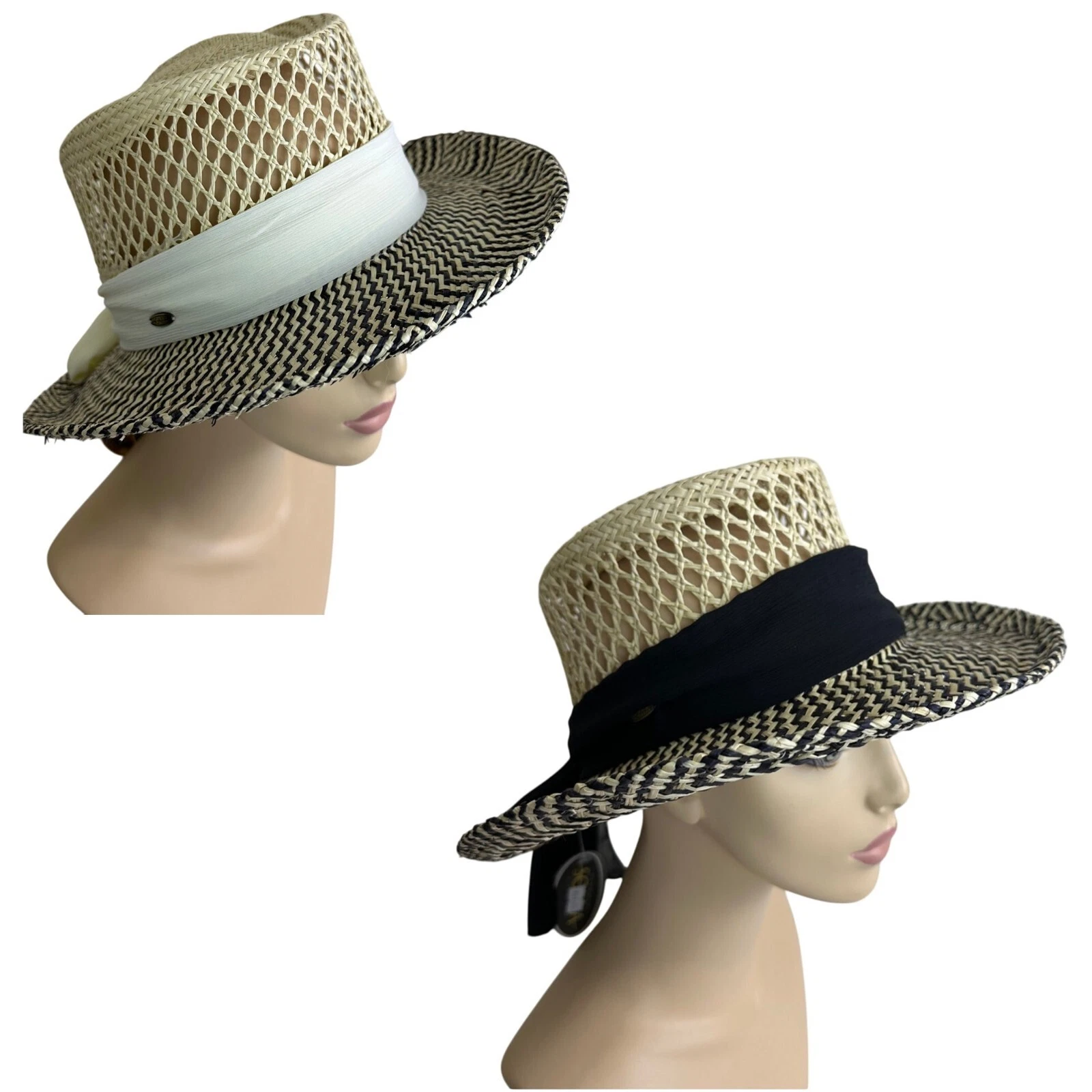 Scala Collezione Women's Panama Hand Woven Sun Golf Hat Big Brim Light Weight