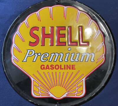 SHELL 1928年　ヴィンテージ　広告プレート Shell Premium Gasoline Tin Sign - Retro Style Americana 1950's