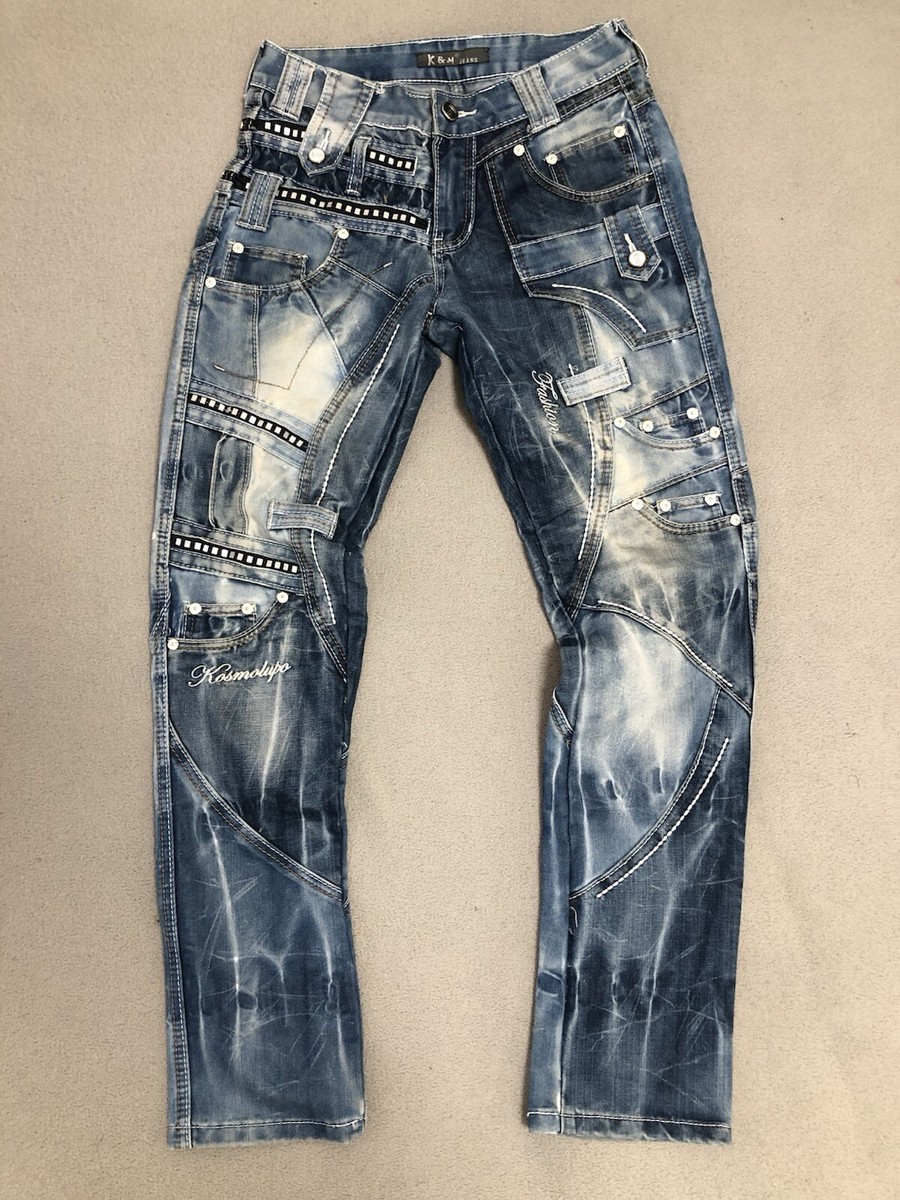 Kosmo Lupo Y2K Blue Men's Dark Denim Pants Vintage Japanese