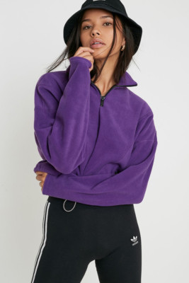 Brandneu mit Etikett £39 Urban Outfitters Fleece Track Top lila schwarz S 6 8 10 umschaltbar kuschelig