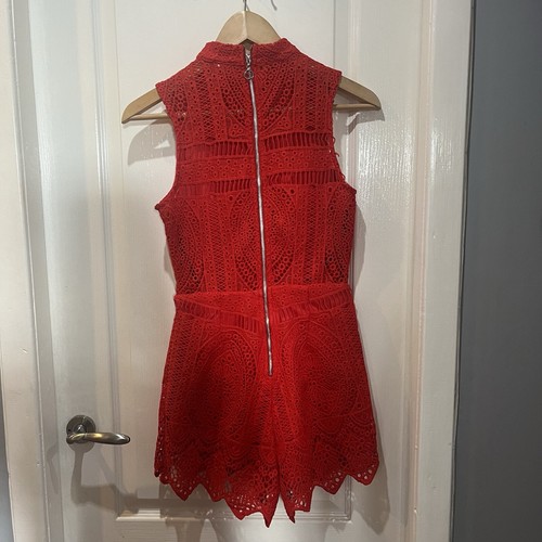 Missguided Size 8 UK -cute RED Shorts Playsuit -Crochet - Festival Parties - Picture 8 of 11