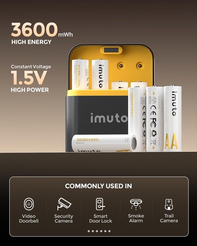 Rechargeable AA Batteries Lithium 8 Pack with Charger,3600Mwh 1.5V Constant Outp - Picture 3 of 8