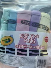 Crayola Kids Face Mask Reusable Cloth 5 Count . Colors, New