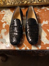 Shoes Stuart Weitzman Women  s 9 Black Sequined Tuxedo Shoe