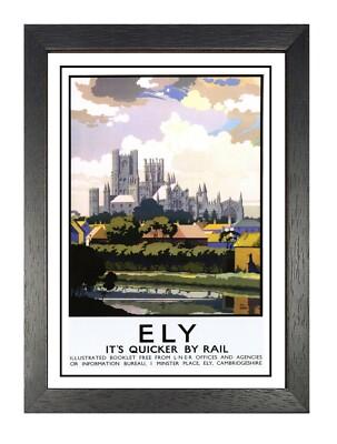 Ely Kathedrale Eisenbahn altes Reklame Poster anglikanisch Cambridgeshire Foto Urlaub 