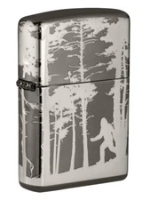 Zippo  Big Foot Sasquatch in The Woods 360° Design Black Ice 49247