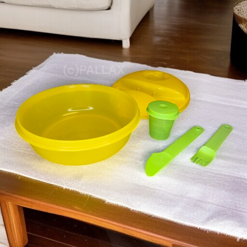 TUPPERWARE SNACK & GO 1,0 L GELB SONDERGRÖSSE VESPERDOSE SALAT - Bild 2 von 2