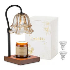 Candeldo Candle Warmer Lamp w/ Timer, Flower Black, Height Adjustable