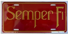 USMC United States Marine Corps Semper Fi Red Genuine License Plate 6" x 12"