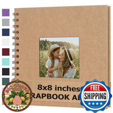 8x8 Scrapbook Photo Album Kraft Hardcover with Window - 40 Pages DIY Memory Book