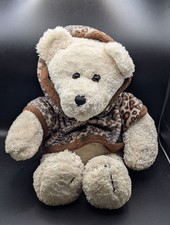 Animal Adventure Teddy Bear Cream Plush Leopard Print Hoodie Stuffed Animal 2002